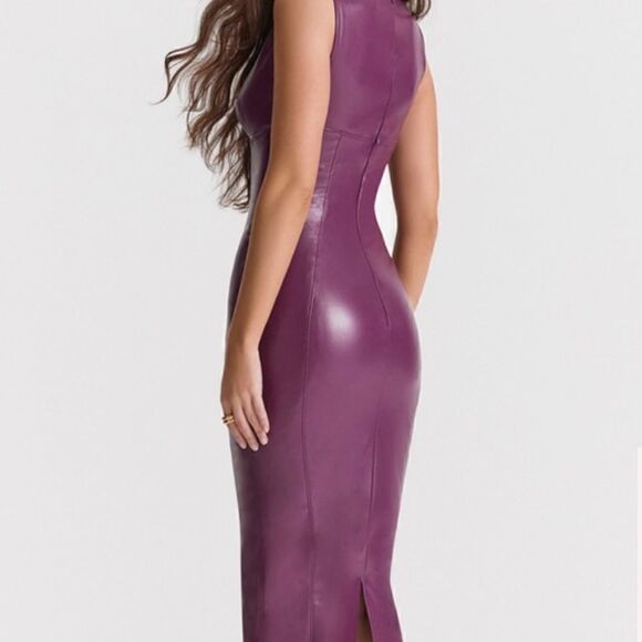 House of CB Sahara Maxi Faux Leather Sheath Dress - Size small NWT $285 - Picture 4 of 11